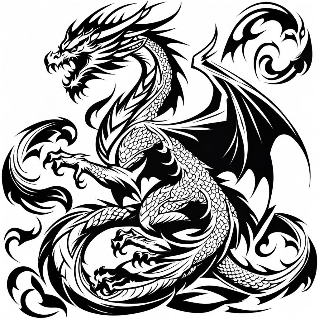 Dragon and Phoenix Tattoo Design