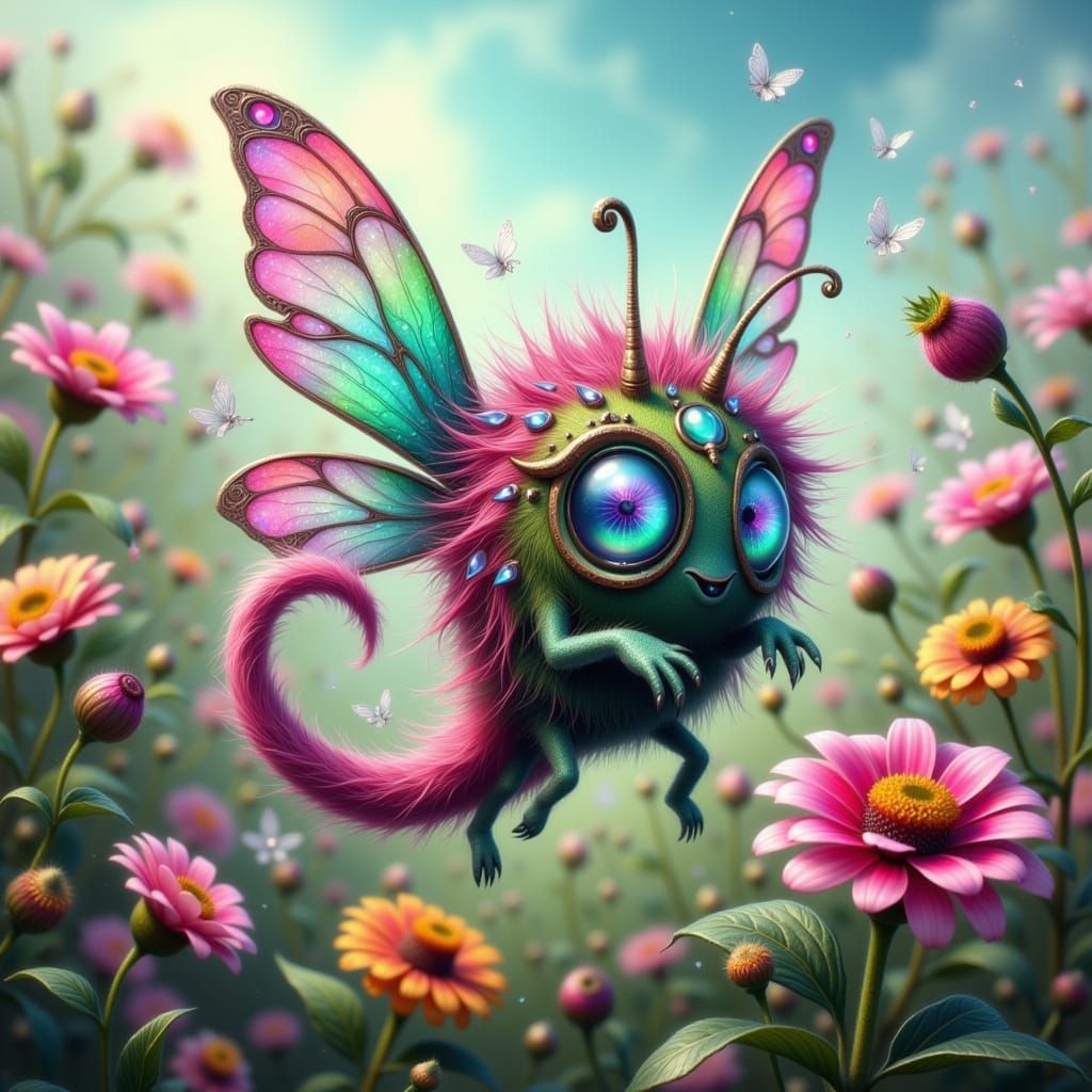 Whimsical Crystalized Fae in Gingham, Zooming Through a Vibr...