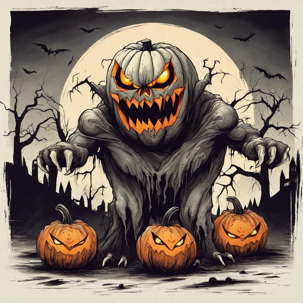 Scary Pumpkin Monster Illustration