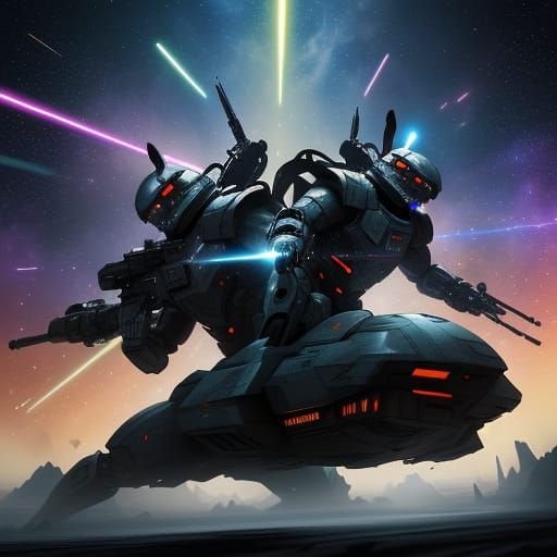 Rabbits Battle in Space with Laser Weapons