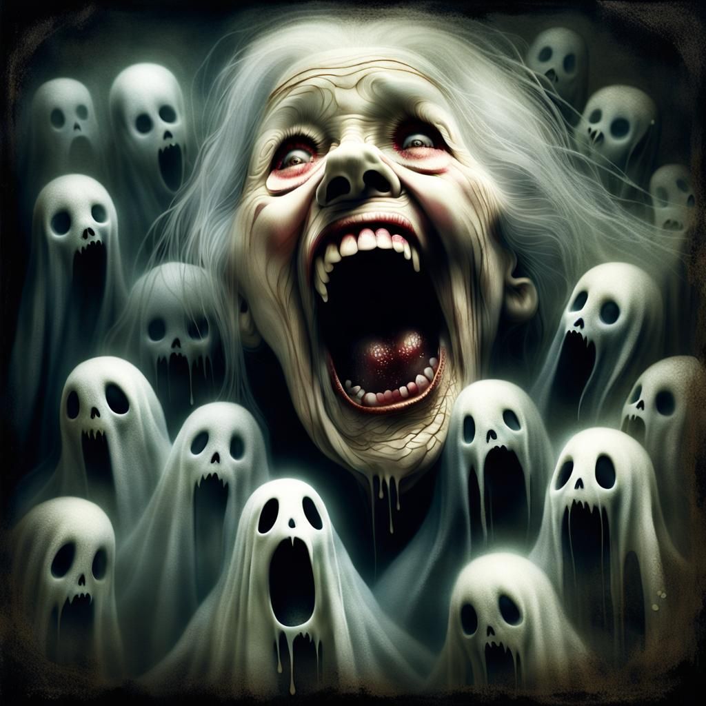 Eerie Ghosts Exit an Old Woman's Mouth
