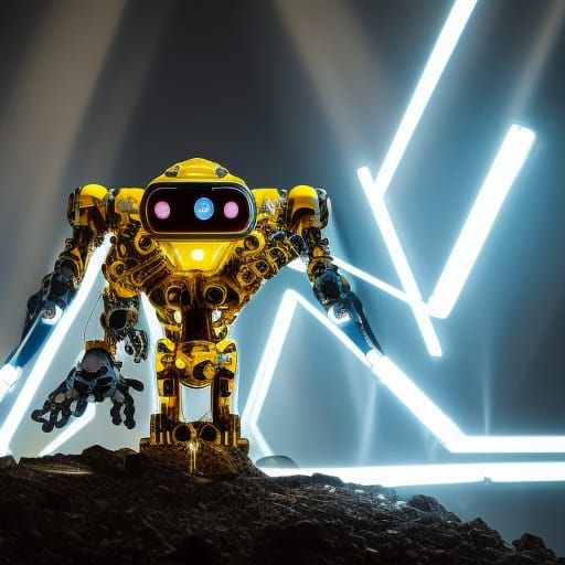 Robot Dog in Mech-Suit: Sci-Fi Battle Scene