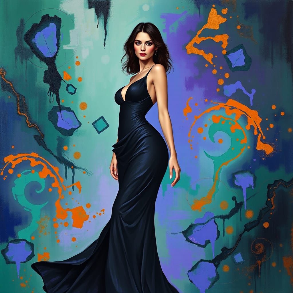 Statuesque Woman in Gown in Abstract Setting