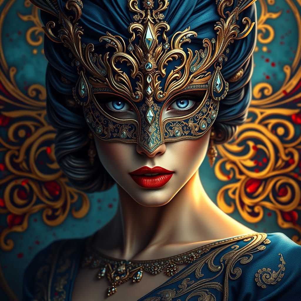 Mysterious Woman in Opulent Attire