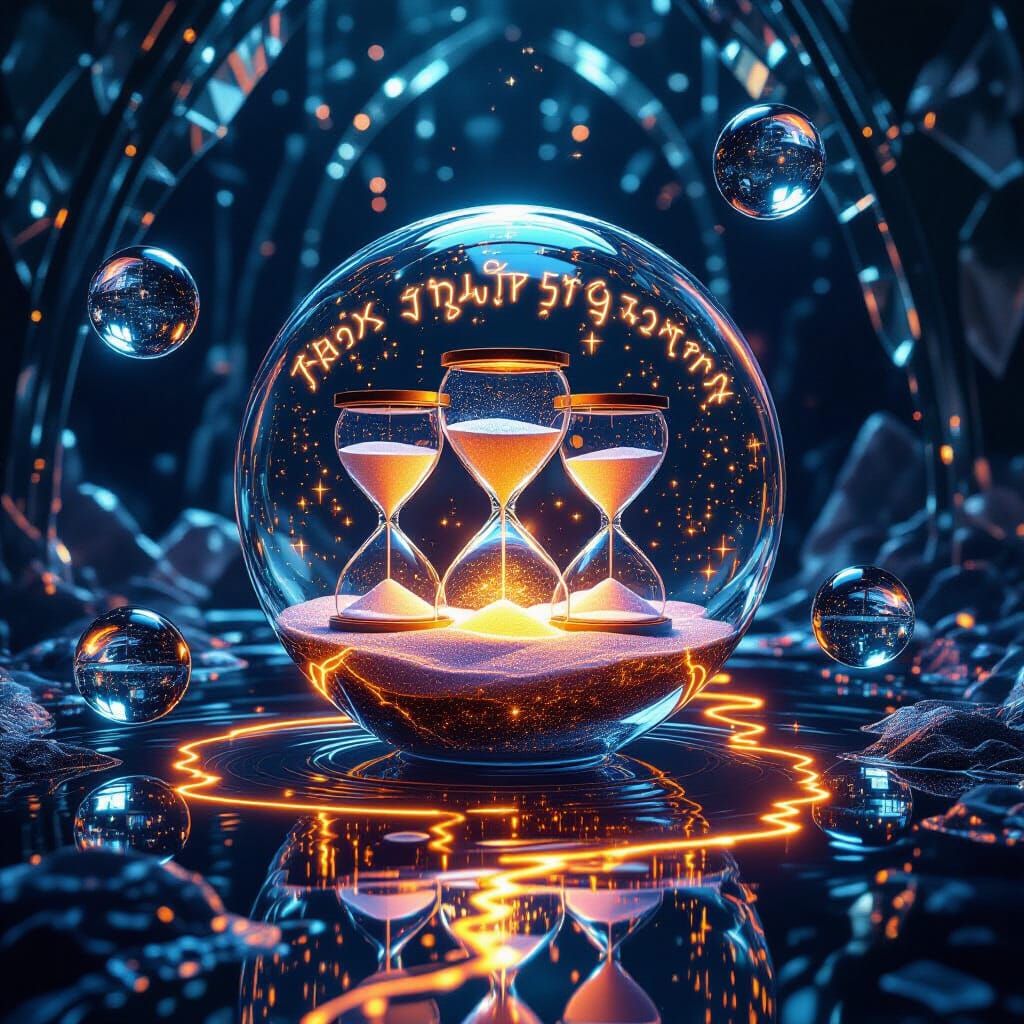 Surreal Crystal Terrarium with Stardust Hourglasses