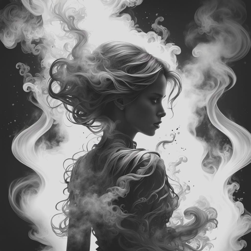 Surreal Woman Transforms into Ethereal Smoke in Hyperdetaile...