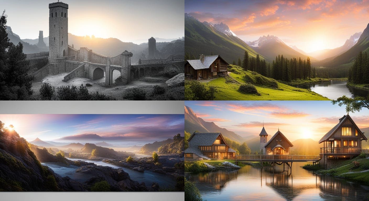 Elven City Sunrise: A Digital Matte Painting
