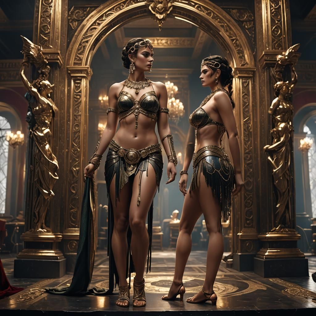 Roman Woman's Reflection: Detailed Matte Painting