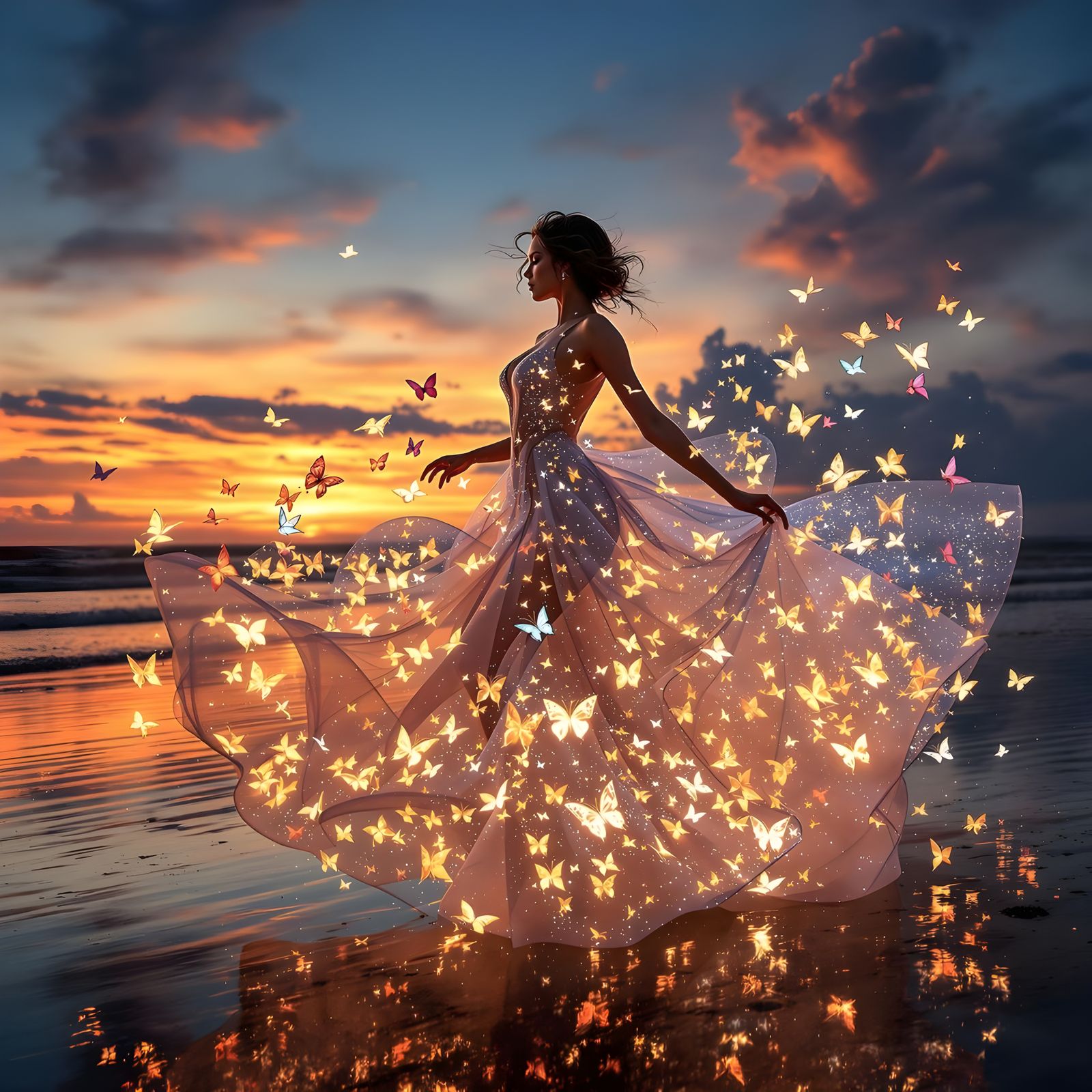 Enchanted Butterflies Dance in Sunset Glow