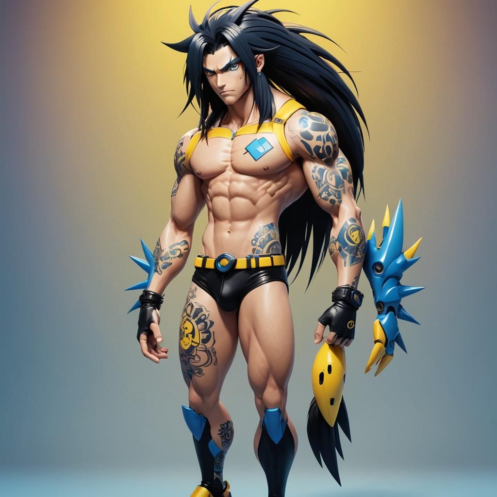 Emo Nekoboy in Rockman Anime Style 3D Art