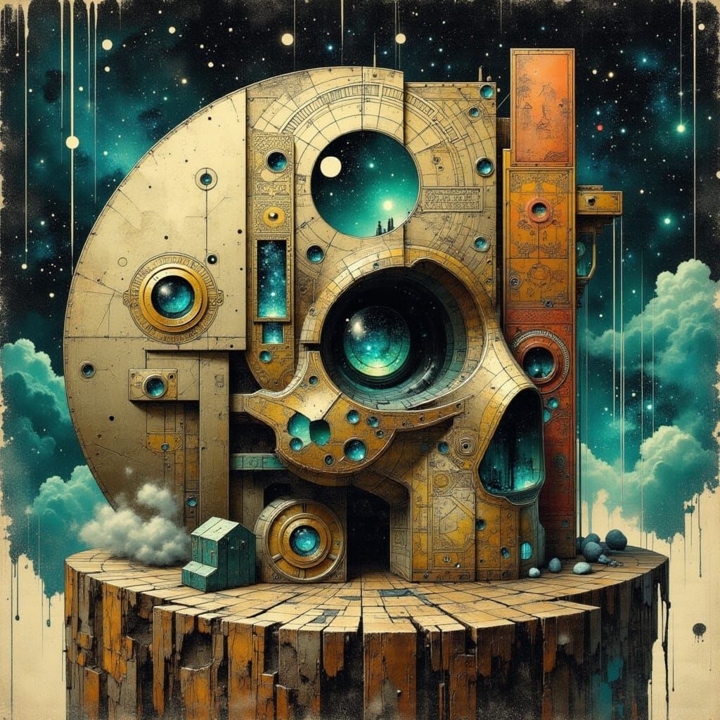 Mysterious Industrial Relic in a Distressed Futuristic Setti...