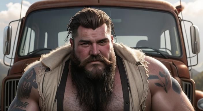 portrait capturing the rugged allure of a mid-rugged 50s tru...