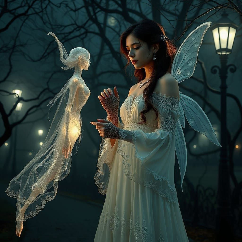 Ethereal Gothic Nighttime Encounter