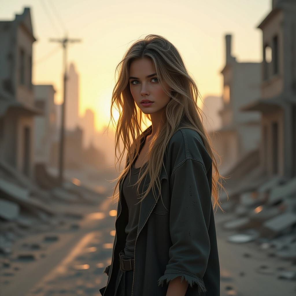 Lost Woman in Ruined City, Digital Concept Art