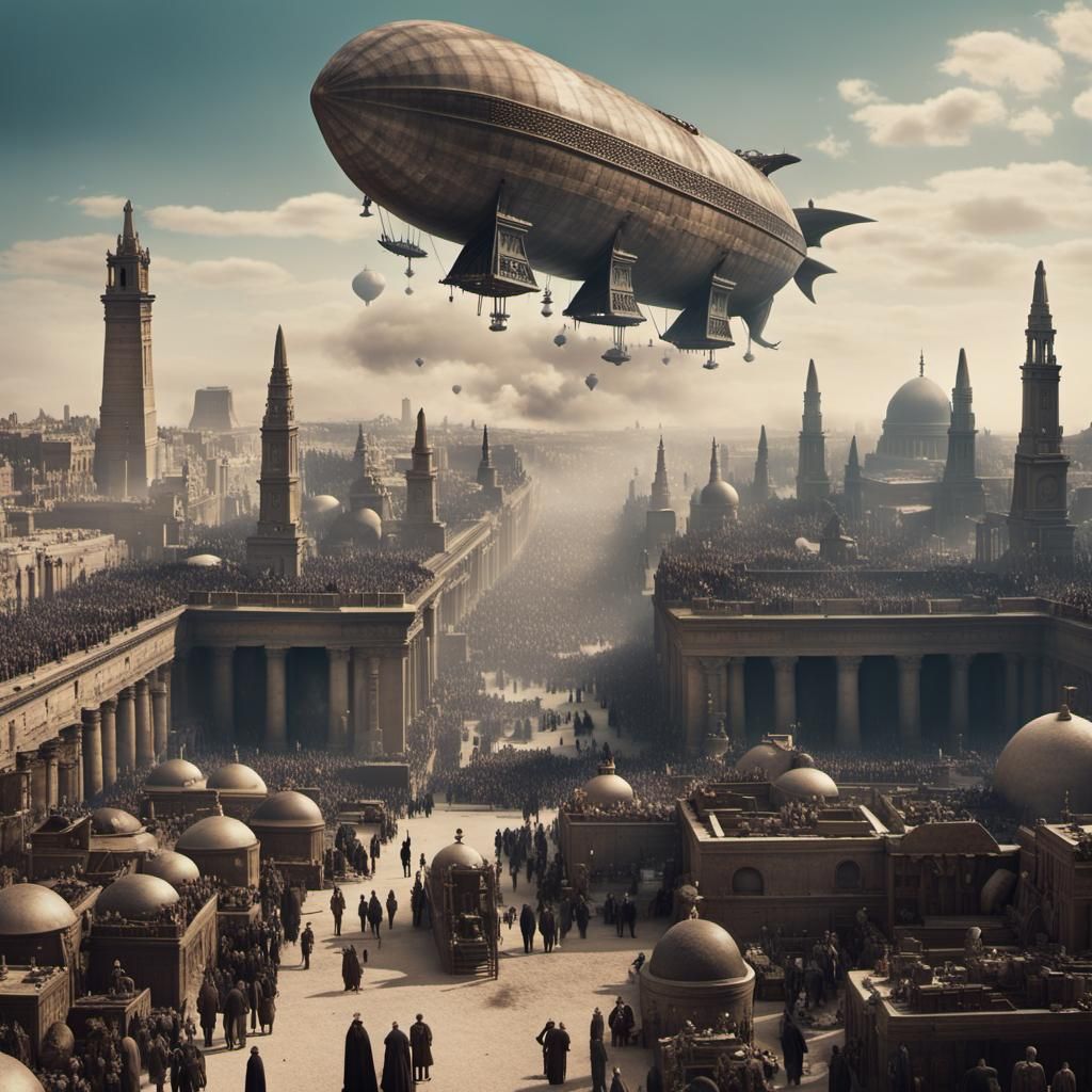 Steampunk Neo-Gothic Egyptian Necropolis Panoramic View