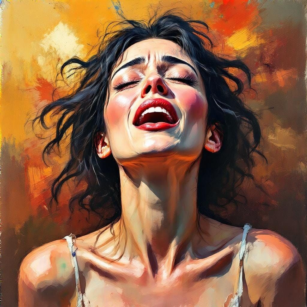 Expressionist Portrait of a Woman in Ecstatic Release