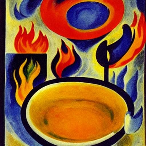 Fiery Furniture and Dishes: A Surreal Creation