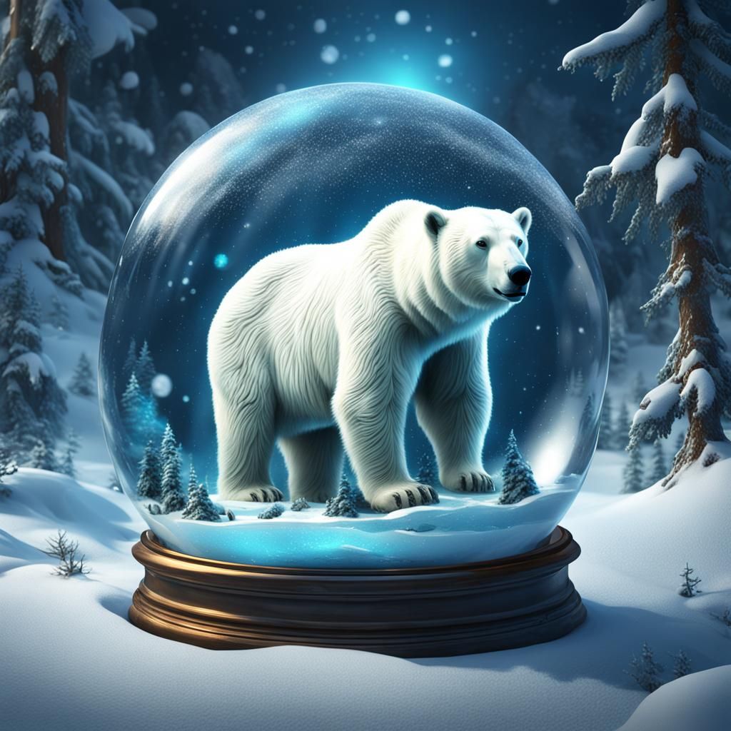 Polar Bear in Snowglobe: Detailed Matte Painting