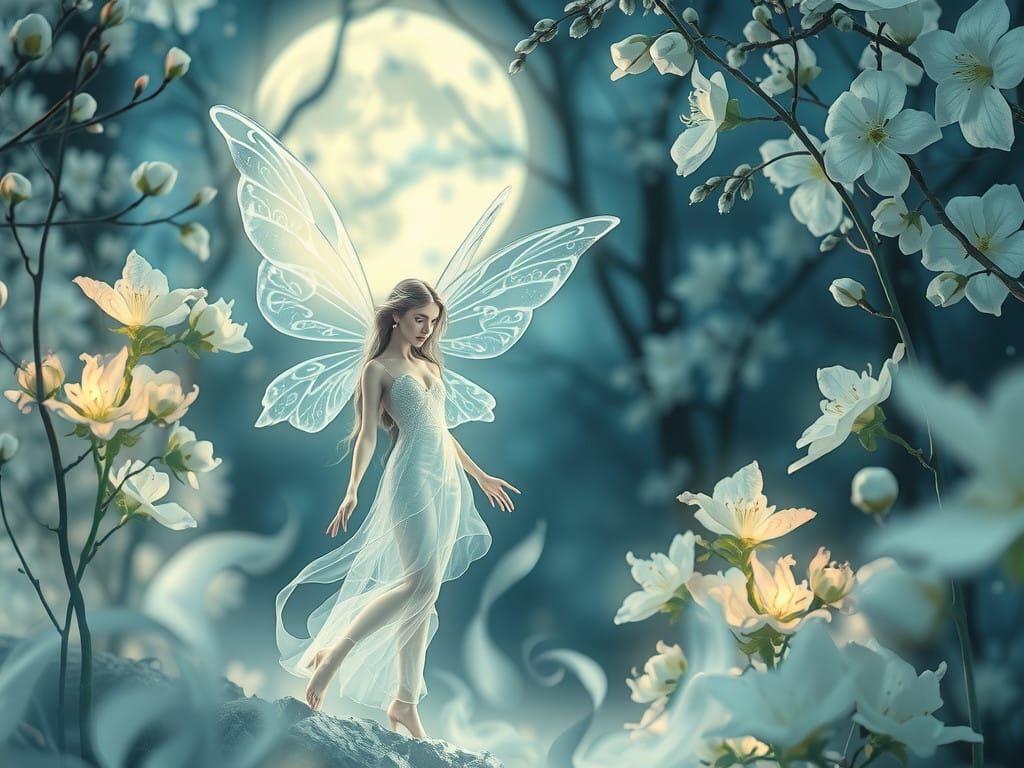 Surreal Fairy Angels in a Whimsical Floral Dreamscape