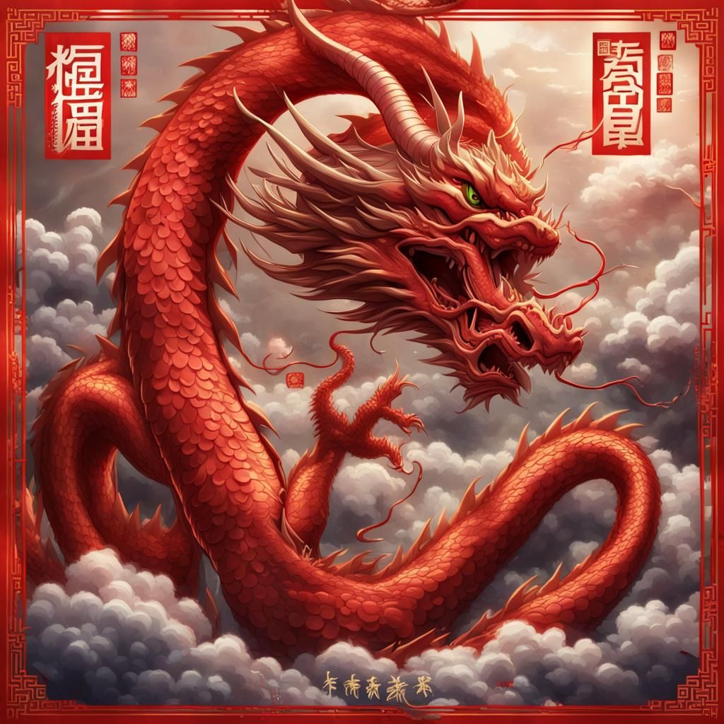 Photorealistic Dragon Waking Up for Chinese New Year