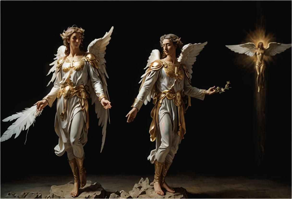 Winged Angel Portrait in a Surrealist Style