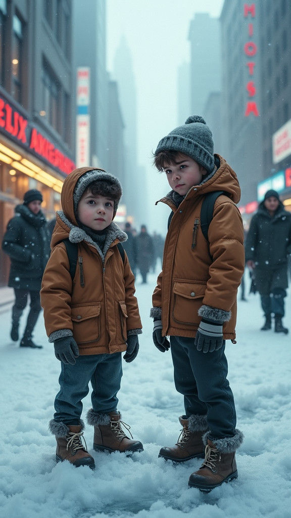 Frozen Cityscape Adventure in a Cinematic Style