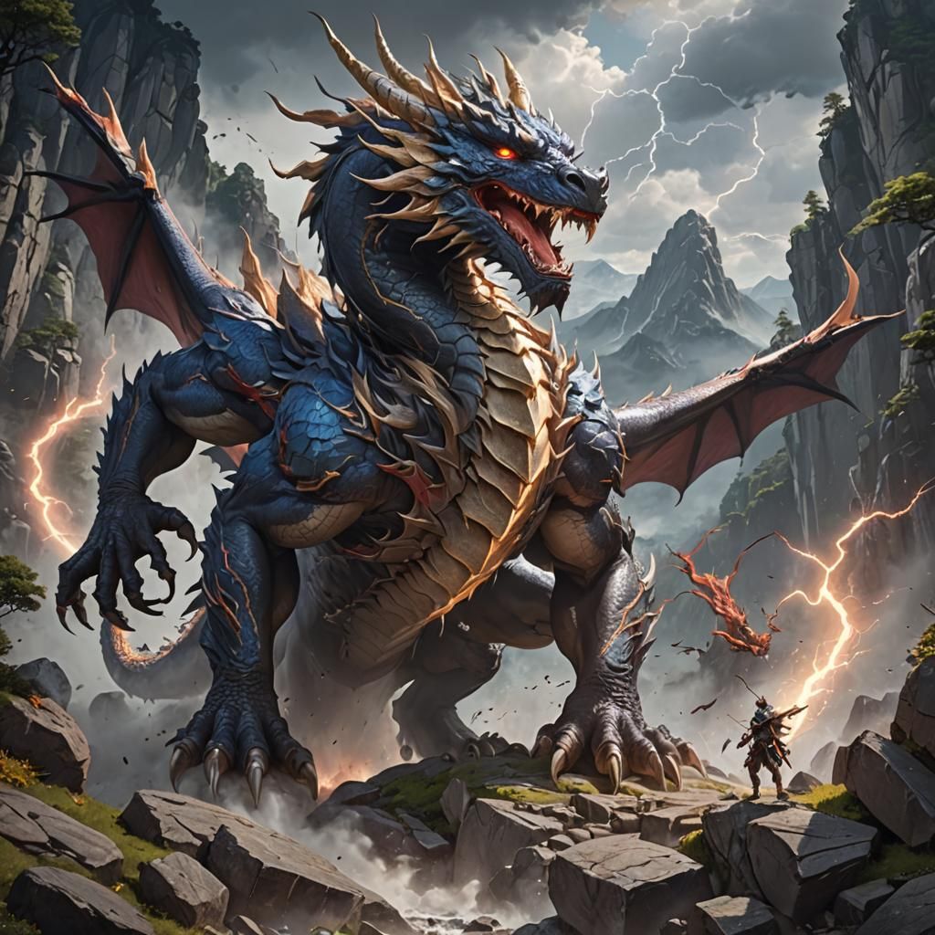 Thunder Dragon Mountain Havoc in Anime Style