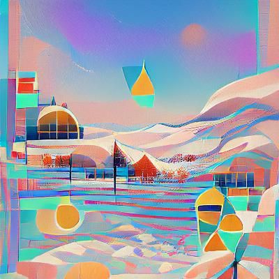 Winter Paradise: Pop Art Geometric Landscape