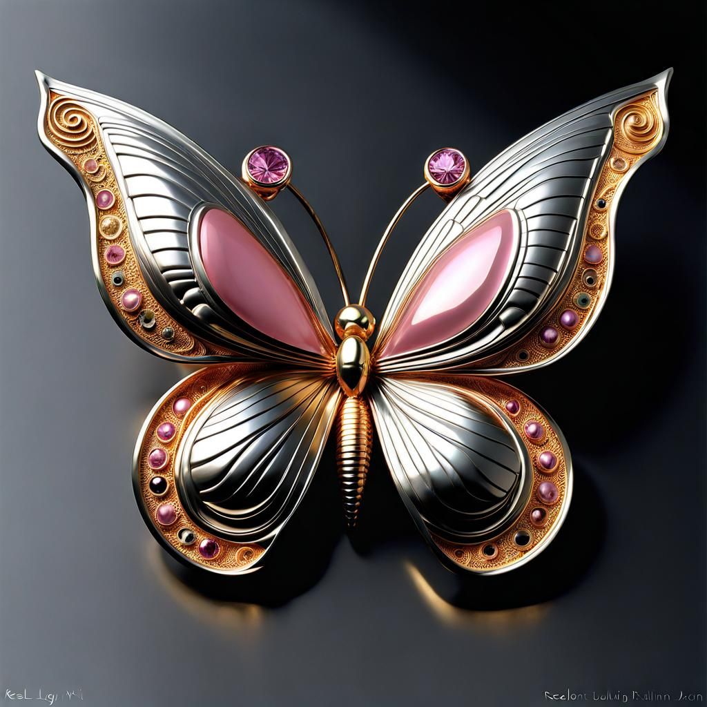 Butterfly Metal sculpture silver copper gold René Lalique Ar...