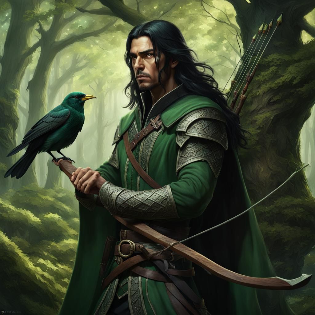 Half-Elf Archer in Dark Fantasy Forest