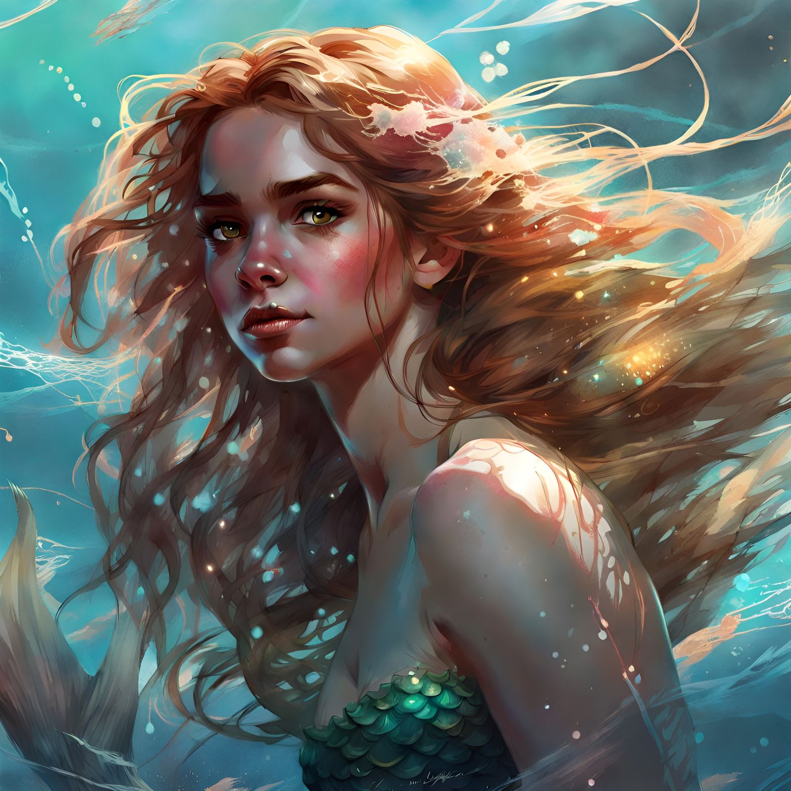Hermione as a Stunning Mermaid Portrait