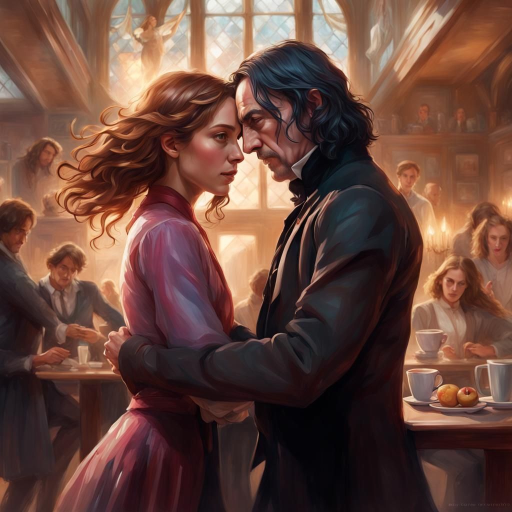 Severus Snape dancing with Hermione Granger