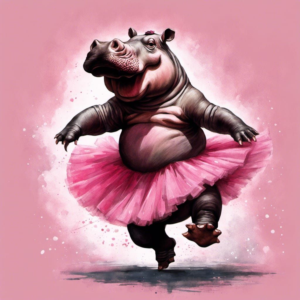Hippo in a tutu dancing