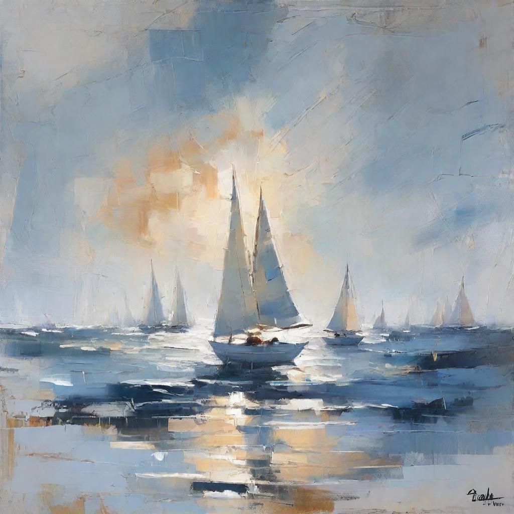 Peaceful Sailboats in San Diego, Distressed Comic Art