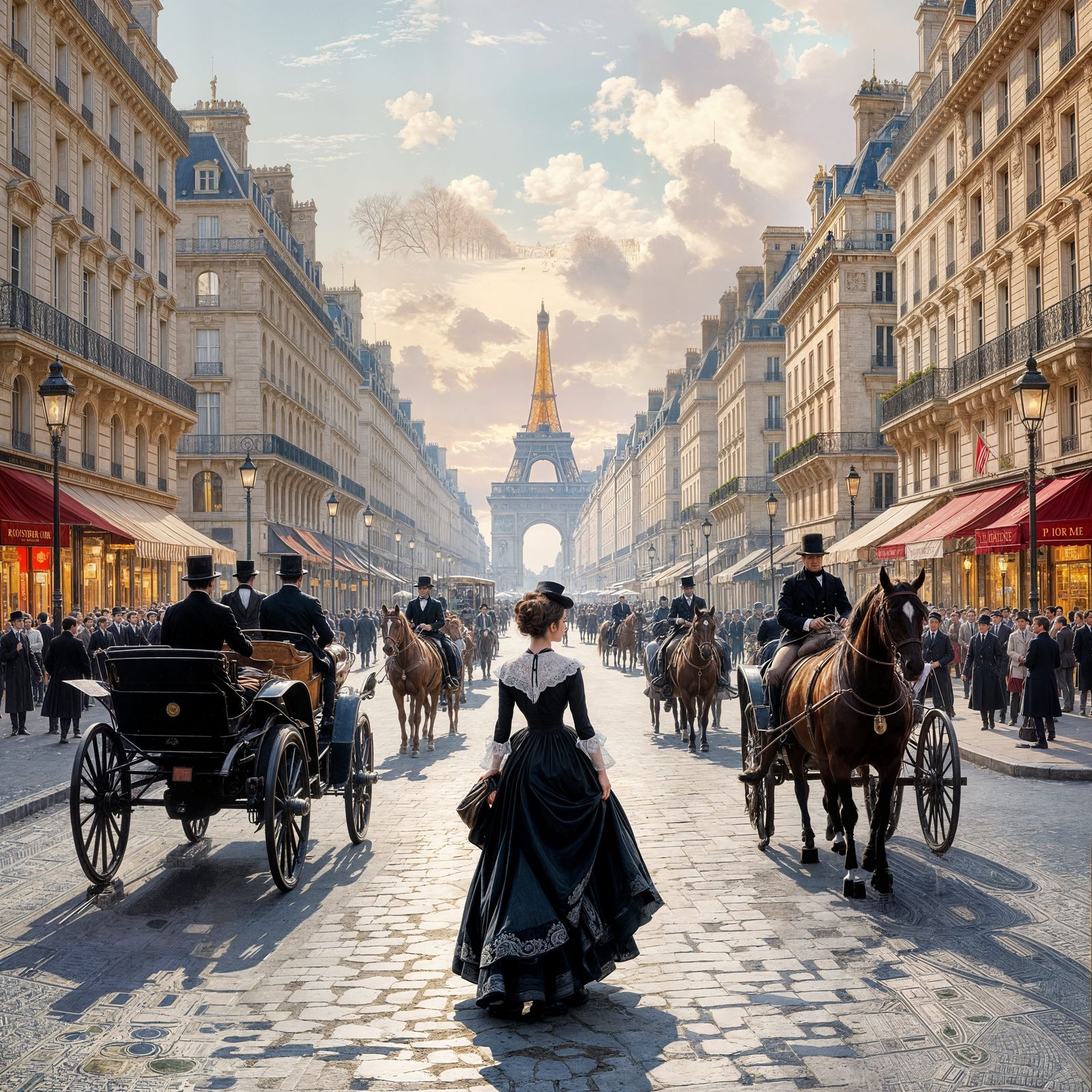 Parisian Stroll on the Champs-Élysées, 1800s