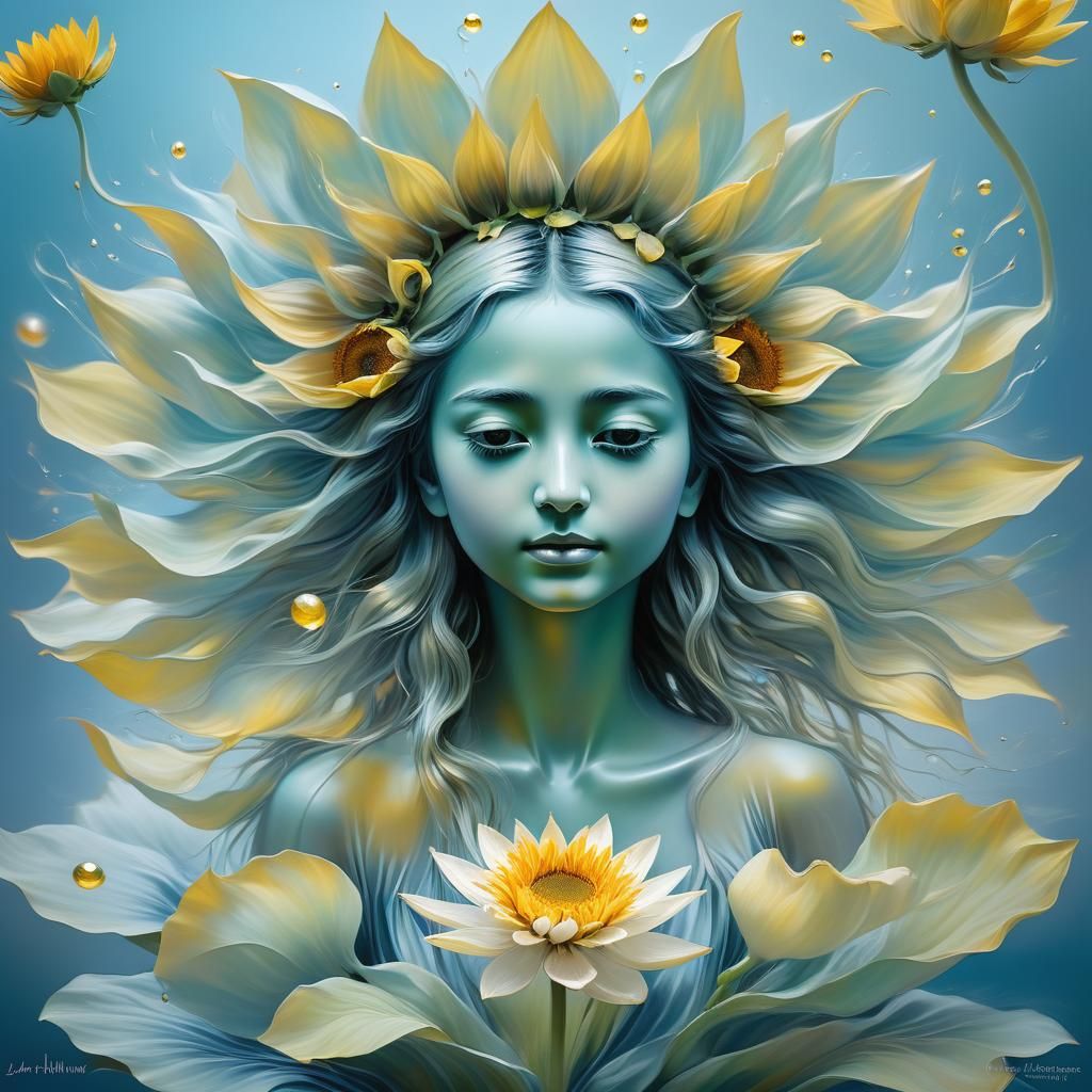 sunflower, lotus, quantum consciousness, pearlescent, solari...