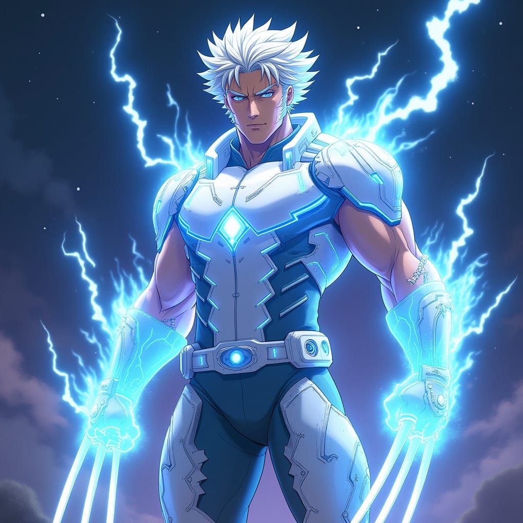 Anime Wolverine Radiates Ultra Instinct Aura in Glowing Whit...