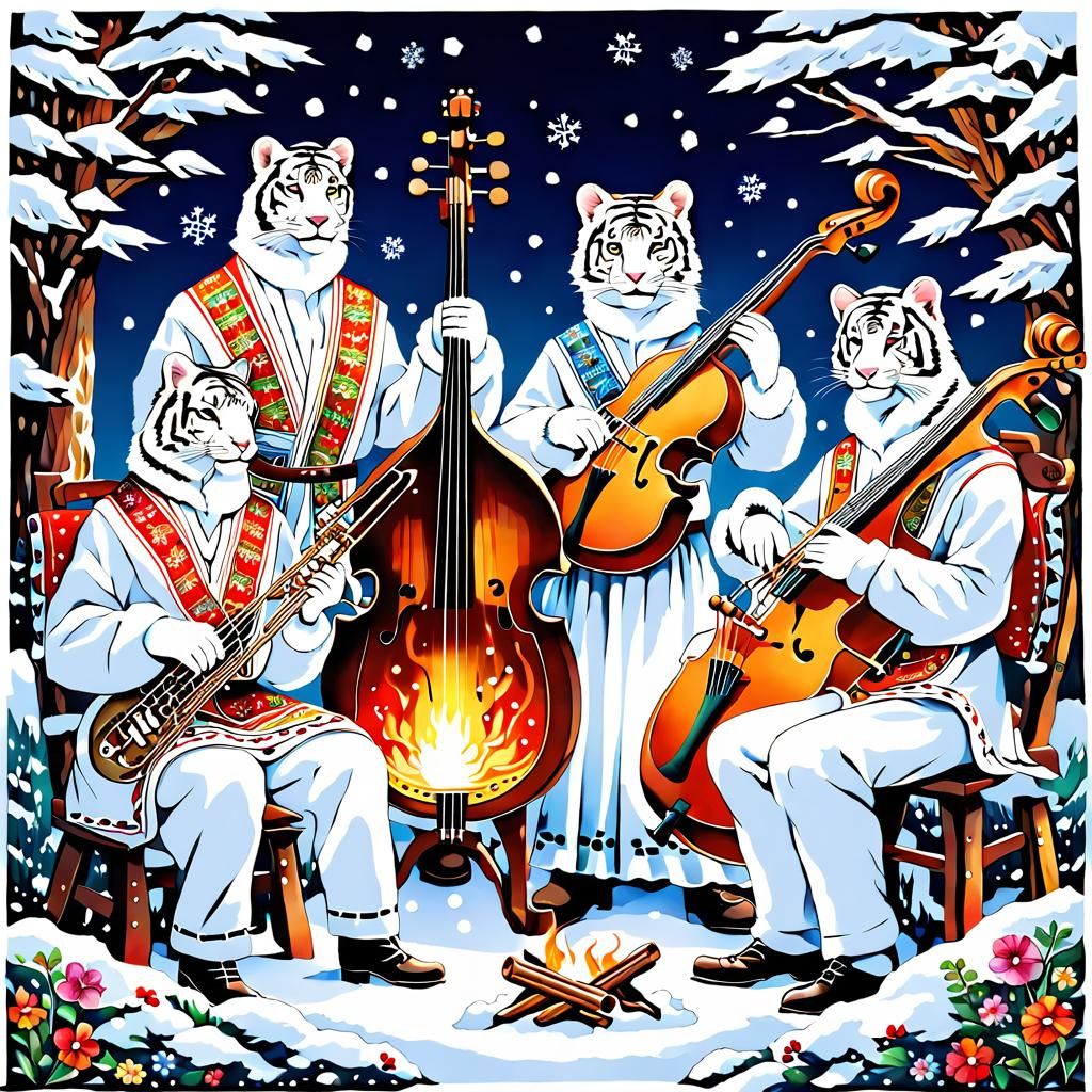 Folk Animals Play Klezmer Music in Snow