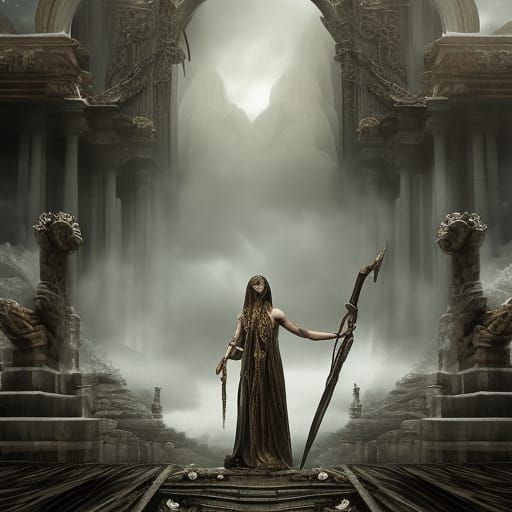 Dramatic Goddess of Death in Digital Matte Painting