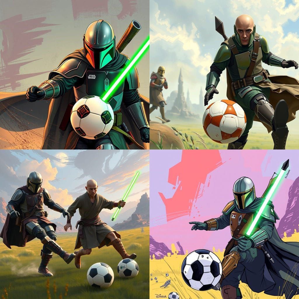 Mandalorian Plays Soccer with Jedi
