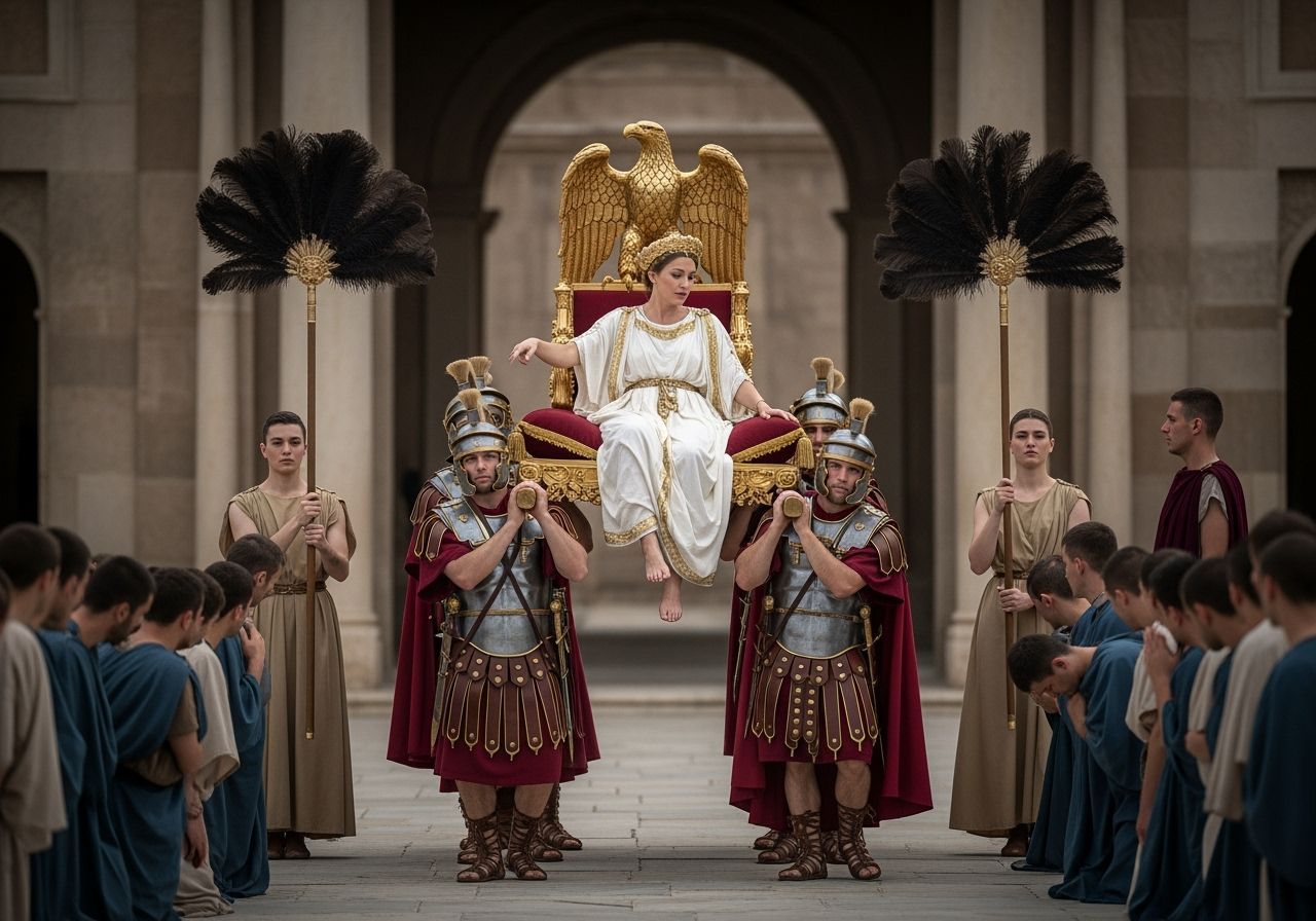 Roman Empress on Golden Throne, Photorealistic Style