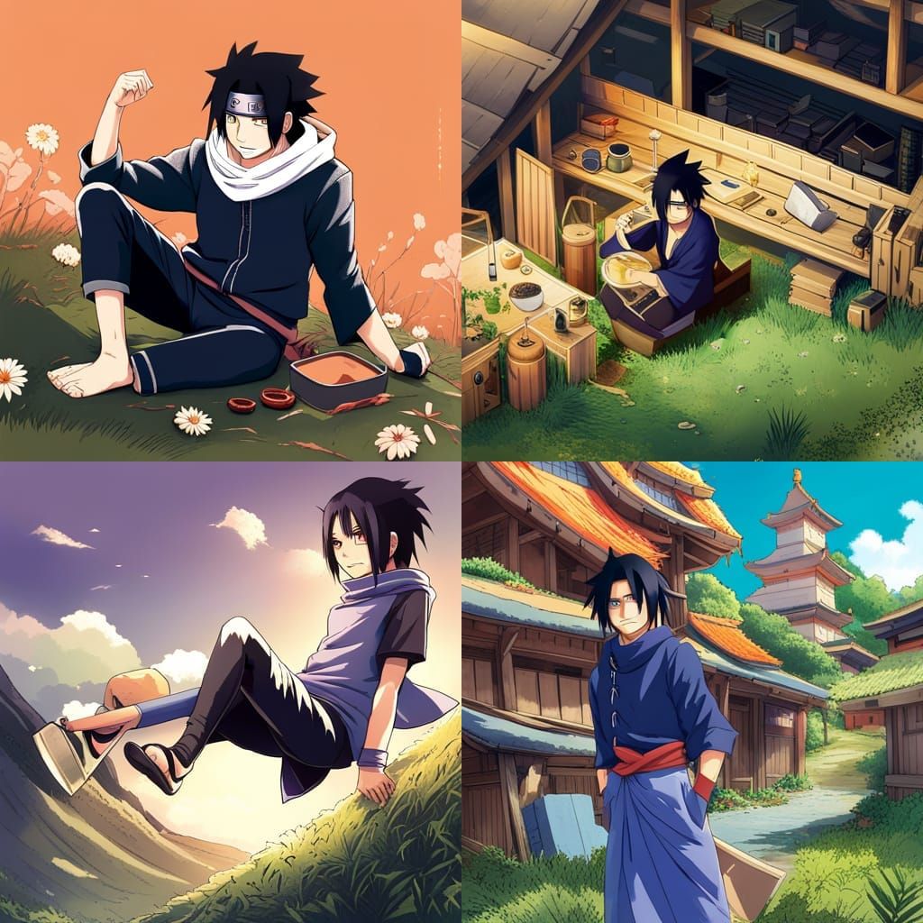 Sasuke Uchiha in Anime Style