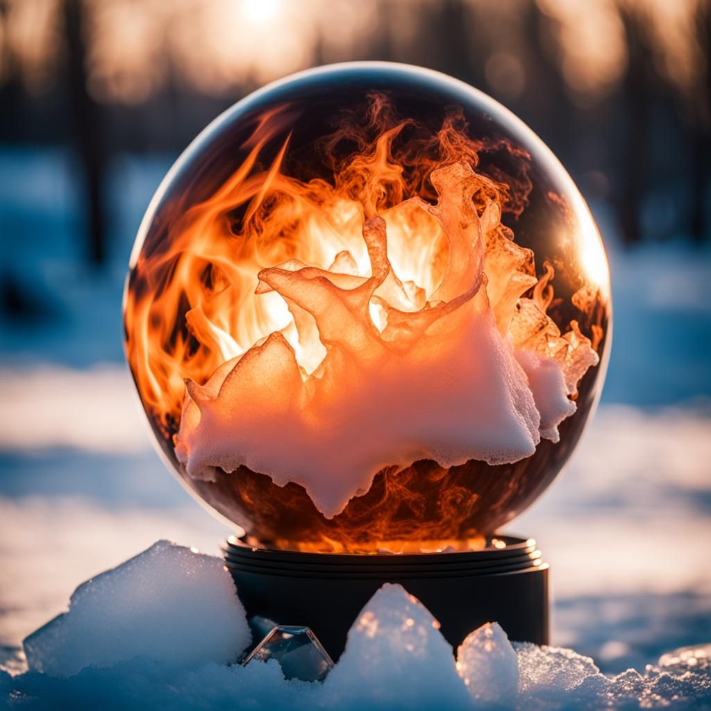 "Frozen Flames: Dance of Fire and Ice"