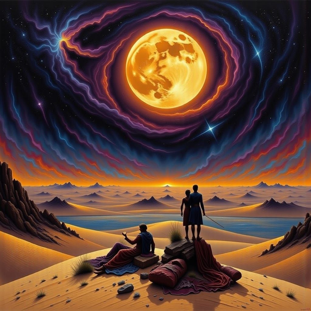 Midnight Oasis: Shadows and Romance in the Desert