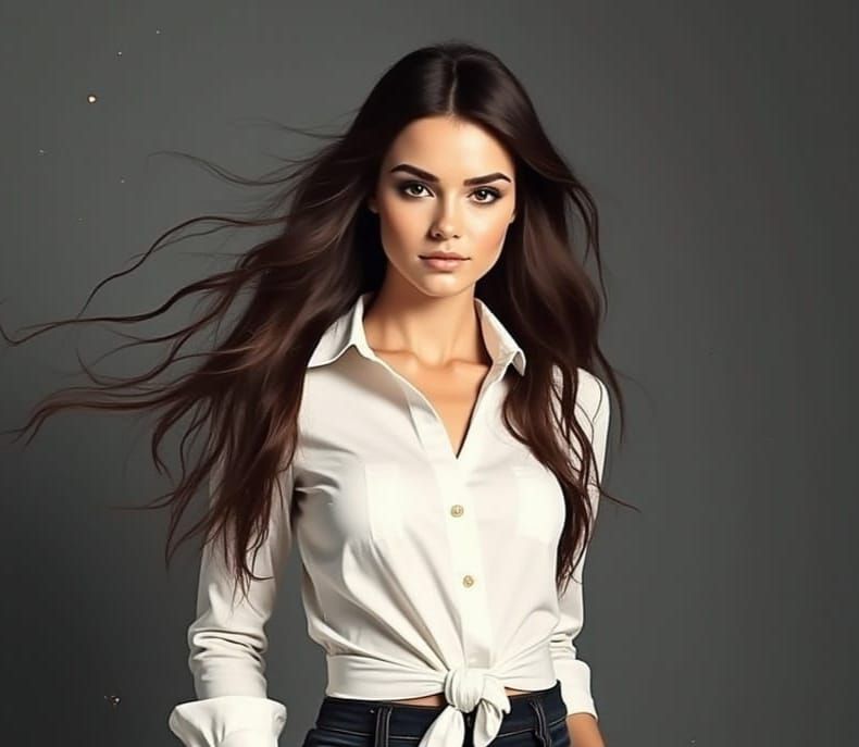 Confident Actress in Ultramodern Attire