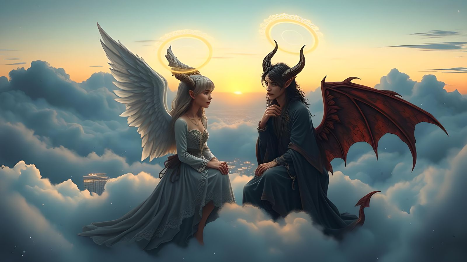 Angel and Devil Contemplate a Crossroads