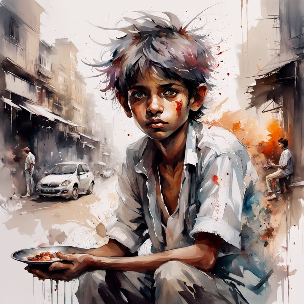Sorrowful Mumbai Street Boy