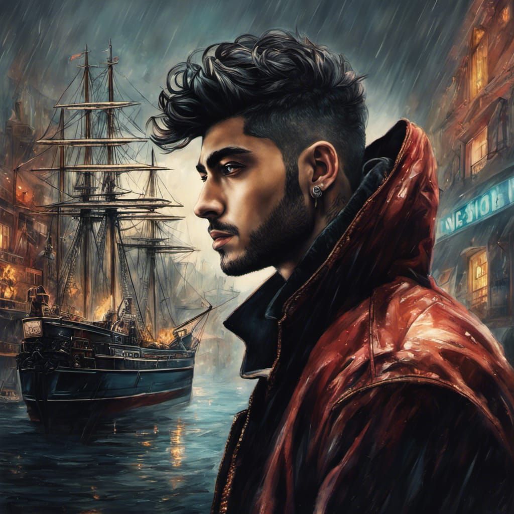 Thief in Port City at Night in Hyperrealism