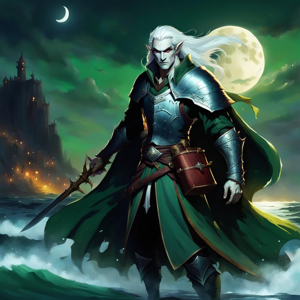 Sea Elf Vampire Warrior with Sword and Shield