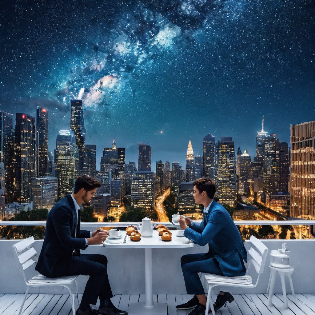 Urban Nightlife Scene with Celestial Ambiance